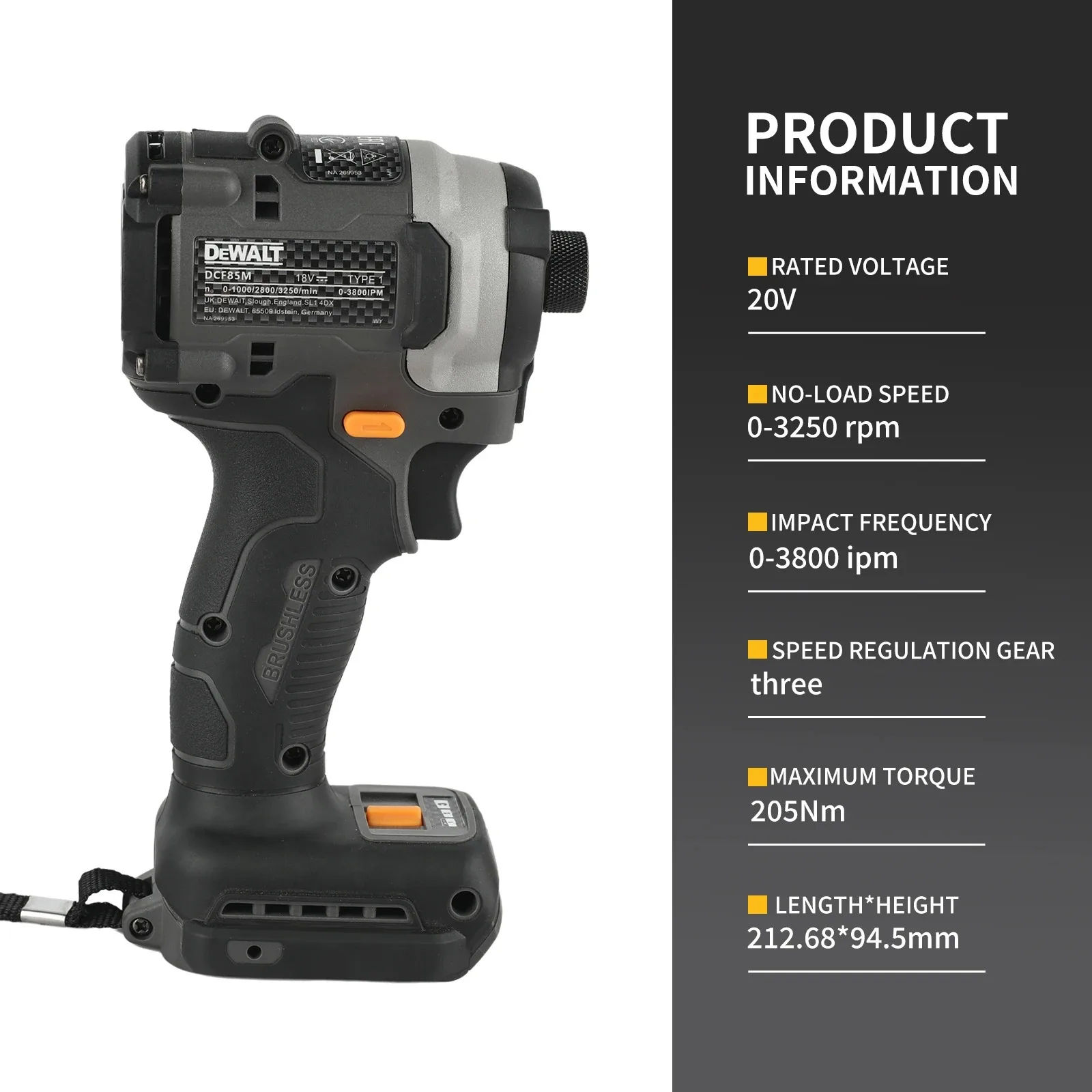 

DeWalt Lithium-ion Brushless Impact Screwdriver 20V Handheld 3-speed for Construction and Furniture