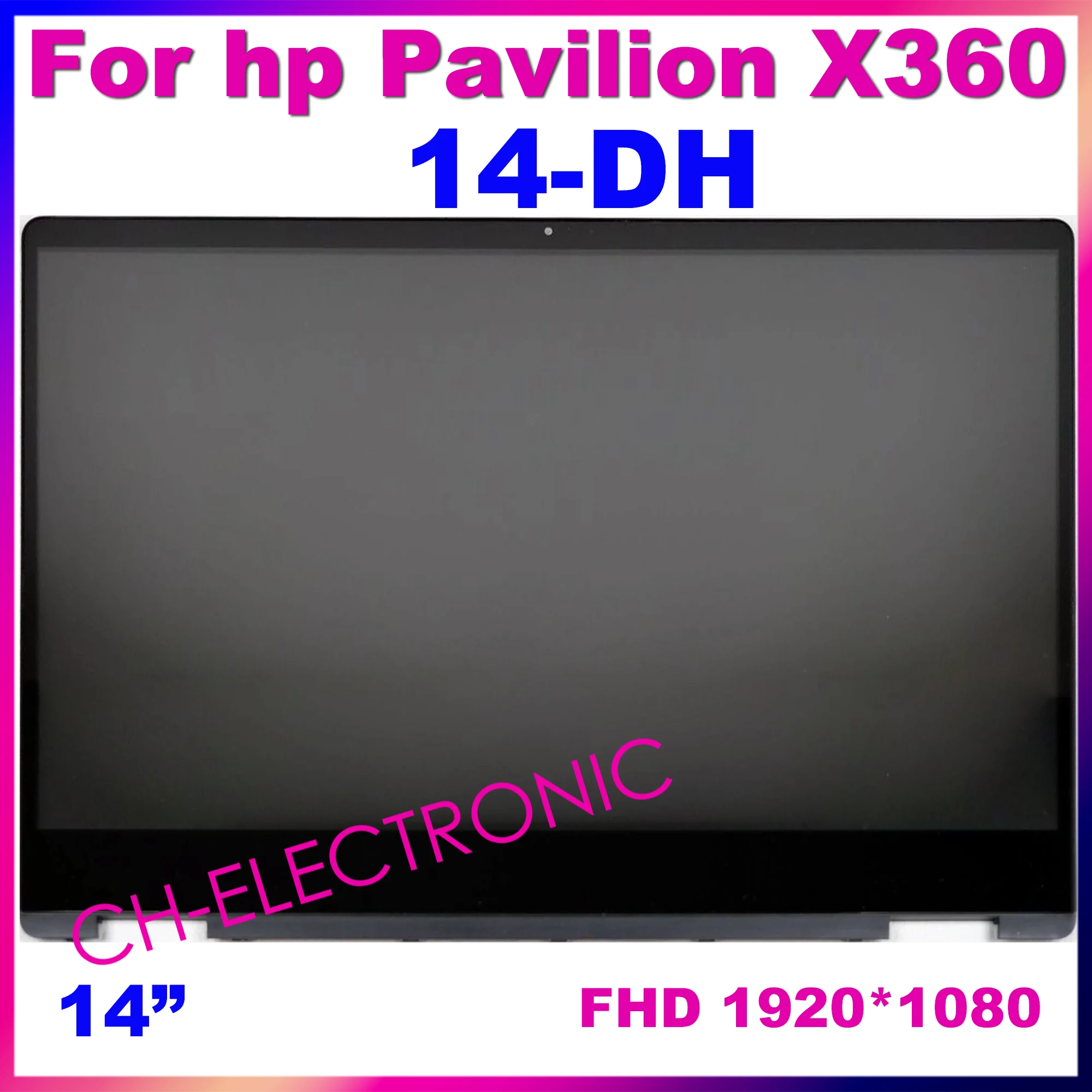 14'' LCD Touch Screen For HP Pavilion x360 14-DH 14q-dh 14t-dh Replacement Assembly FHD Display NV140FHM-N4K With Frame