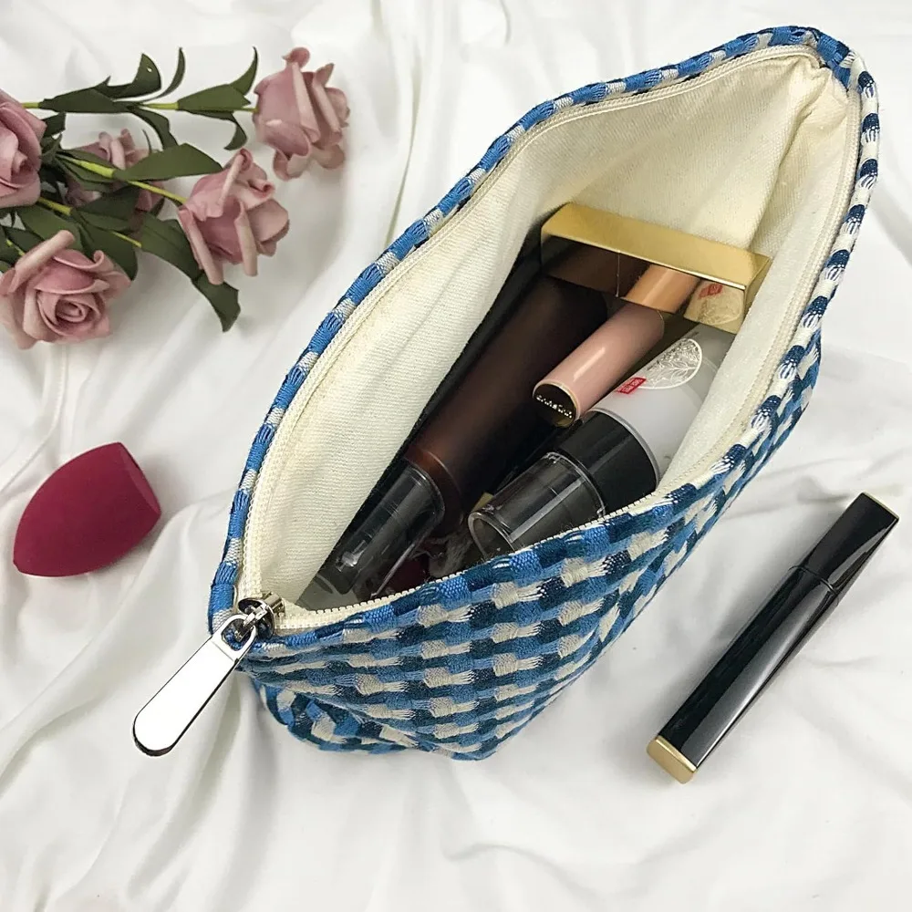 حقيبة مكياج للنساء - حقائب مستحضرات تجميل سروال قصير بتصميم جمالي للسيدات، مقلمة نسائية، مقلمة لطيفة على شكل وجه مبتسم