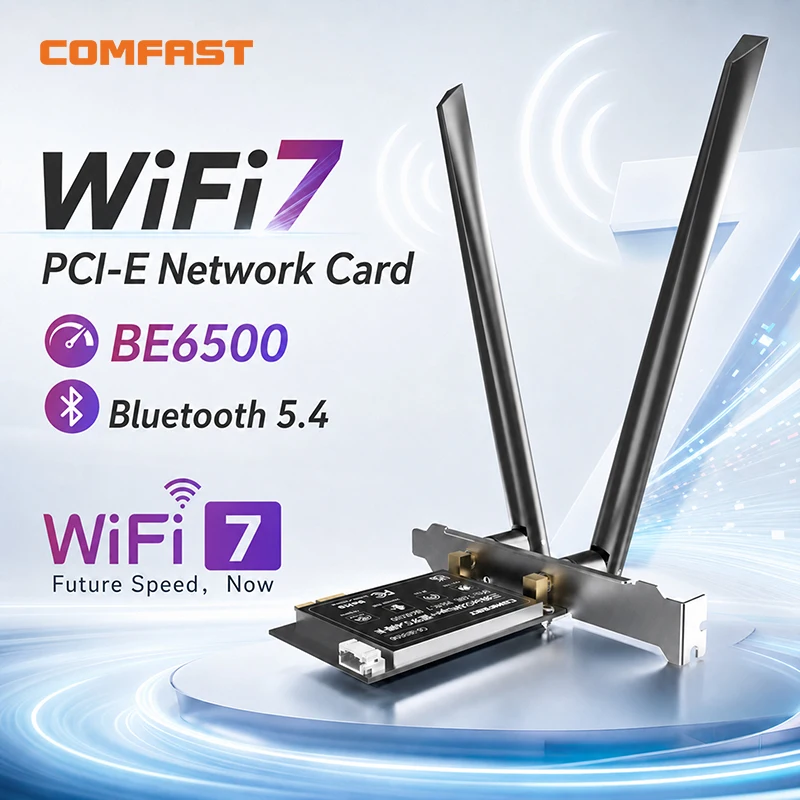 comfast-wifi7-be6500-pci-eアダプター-6500mbps-トリプルバンド-24-5g-6ghz-ワイヤレス-bluetooth54-ネットワーク-wifi7アダプター-win11-linux対応