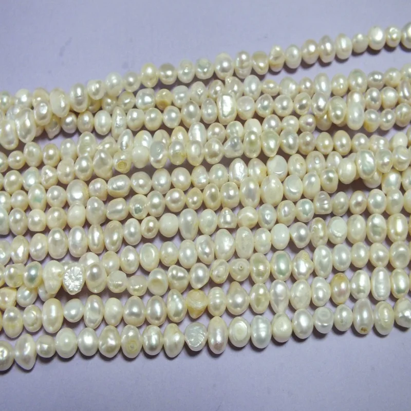 

5PCS 5-6MM AA Baroque freshwater pearl loose beads 15"