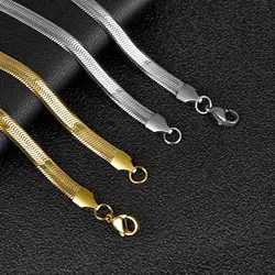 Stainless Steel Blade Chain Necklace Flat Snake Chain Men Women Gift Jewelry 40/45/50/60cm Clavicle Necklace Accessory Wholesale