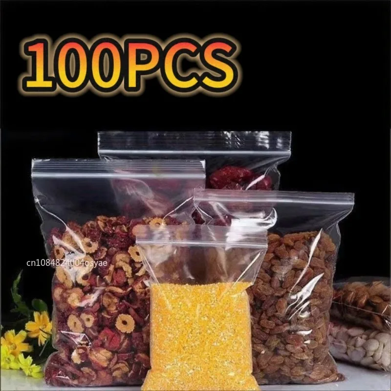 100 teile/paket Hohe Klare PE Zip-Lock Beutel Wiederverschließbare Kunststoff Zucker Süßigkeiten Getrocknete Früchte Pulver Bücher Geschenke Cookies Beutel