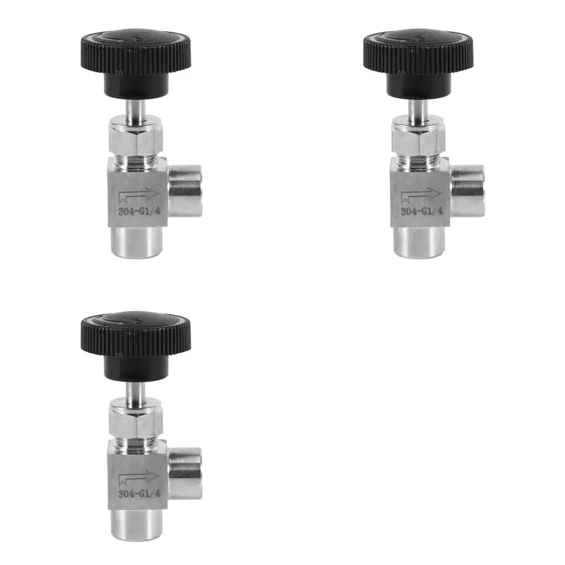 AT29-3X Needle Valve Adjustable Needle Valve 1/4 Inch Right Angle Female Thread BSP SS304 For Water Gas Oil