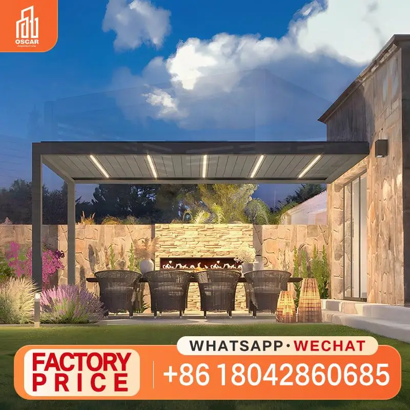 

Automatic Opening Closing Aluminum Louvre Roof Bioclimatic Pergola Systems for Garden Patio Balcony Innovative Stylish Outdoor S