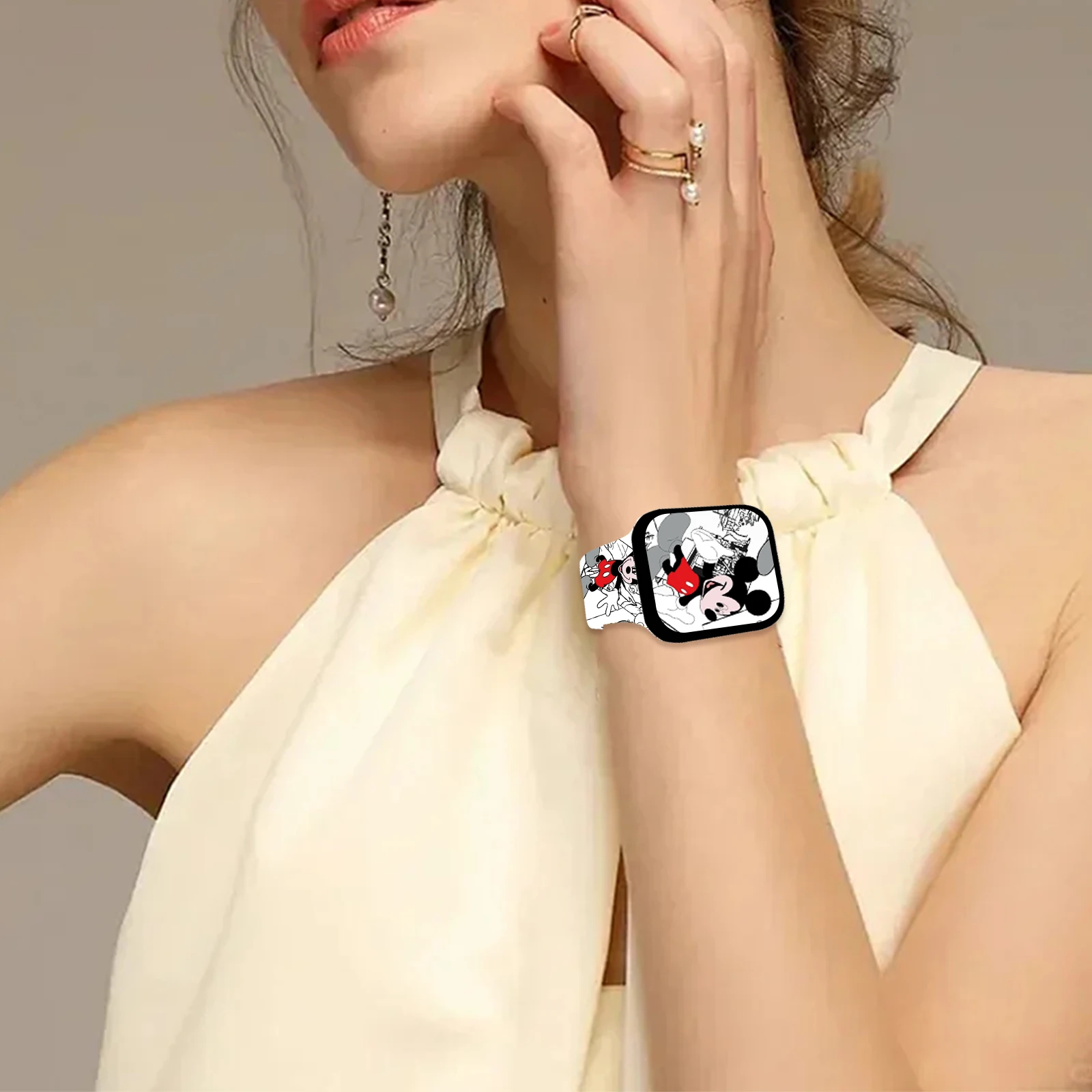 Disney Series Printed Watch Strap Suitable For Apple Watch 11/10/9/8 Band Silicone Strap Replaceable iWatch 46mm/44mm/42mm/41mm