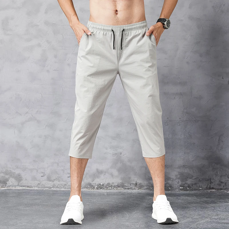 

Men's Summer Thin Sport Running Loose Qui Dry Seven-Foot Pants Trendy Casual Loose Leggings Straight Tube Pants