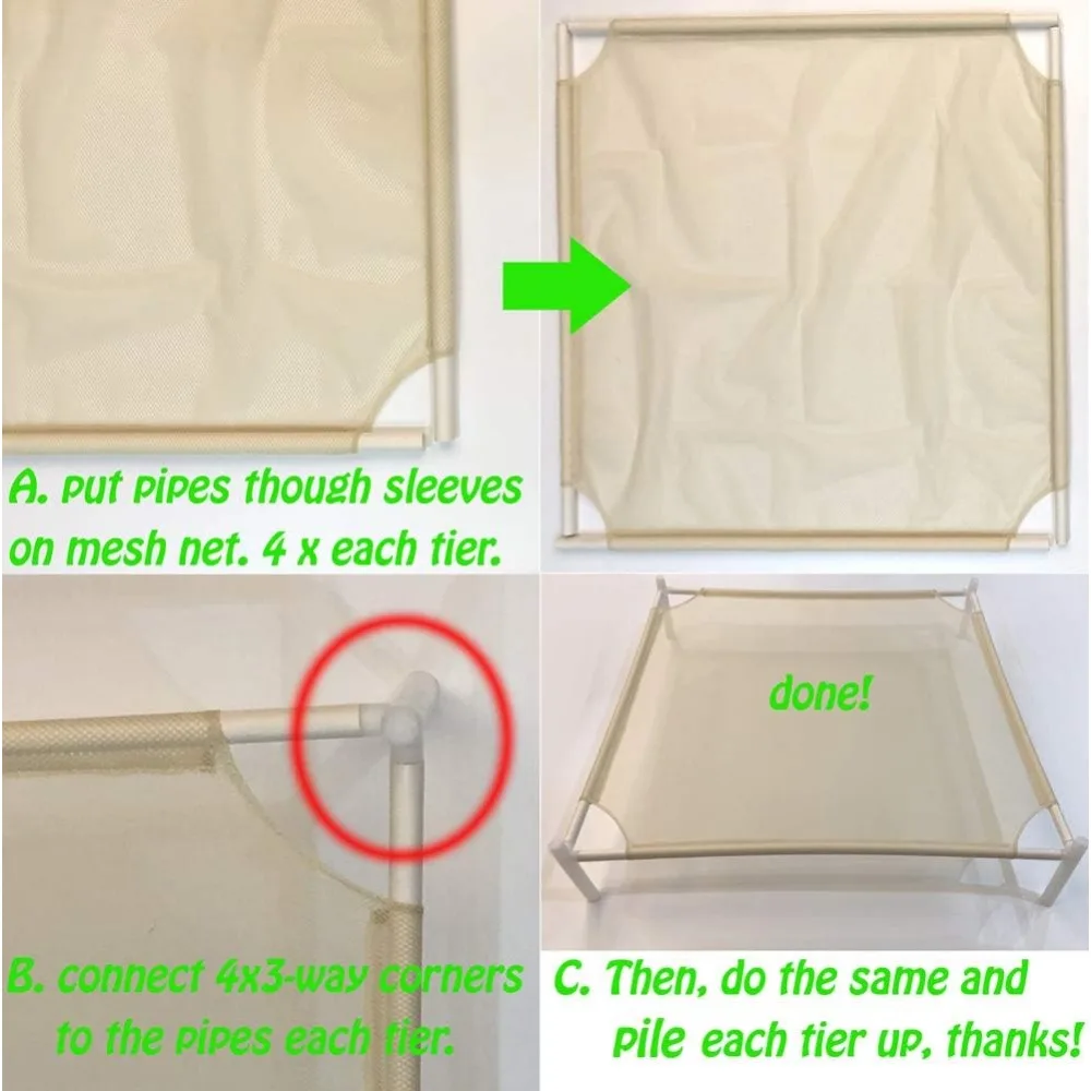 Rack de secagem quadrado de 8 camadas para lavanderia e cura de plantas, 28 x 28 polegadas