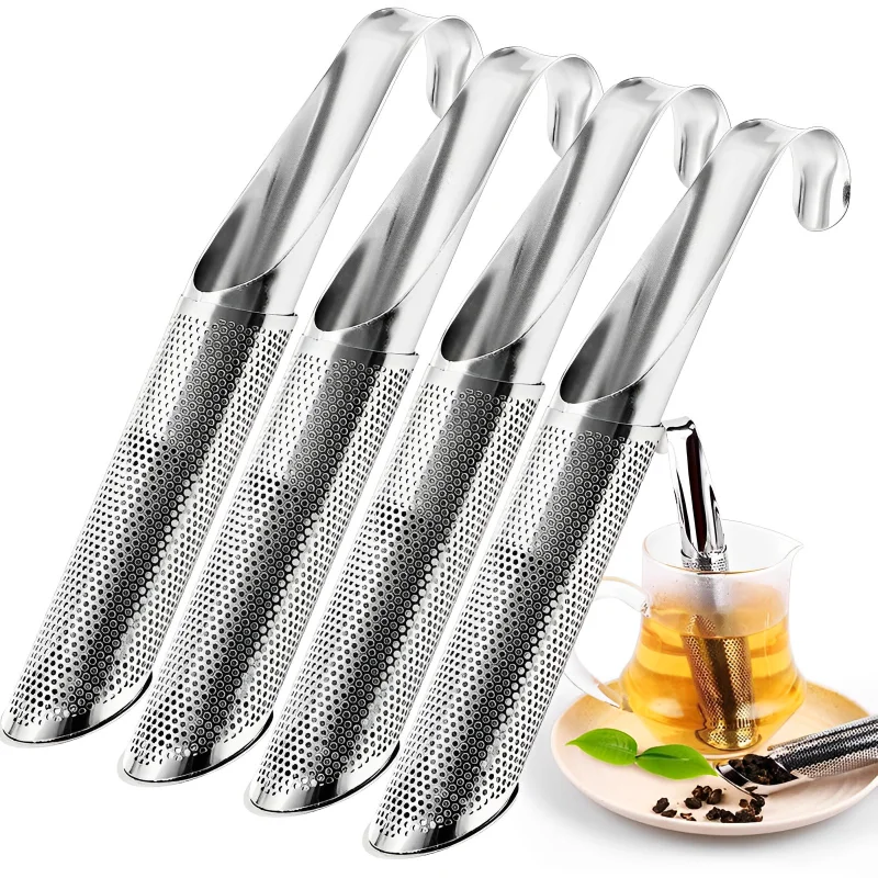 Stainless Steel Tea Infuser Long-Handle Pipe Design Metal Tea Strainer for Loose Tea Coffee Spice Filter Tea Steeper Accessories