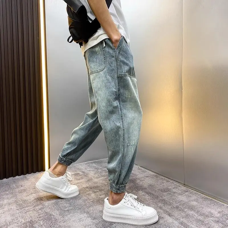 Men Clothing Trendy Brand Jeans CowBoys Summer Loose Washed Harlan Pants Designer Men's New Casual Cargo Baggy Work Pants Men