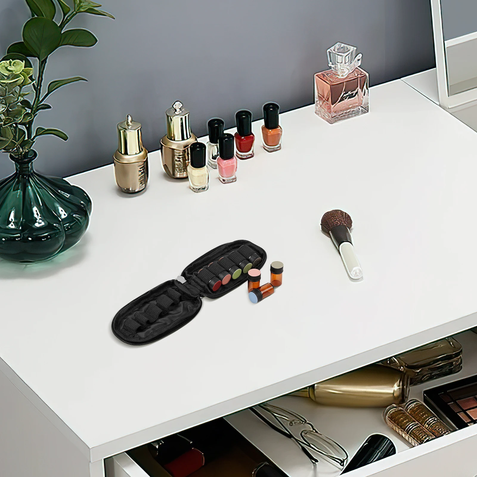 

Essential Key Travel Holder Cases Container Storage Case Portable Handle Bag Essential Oil Box Oil Cases Key Case
