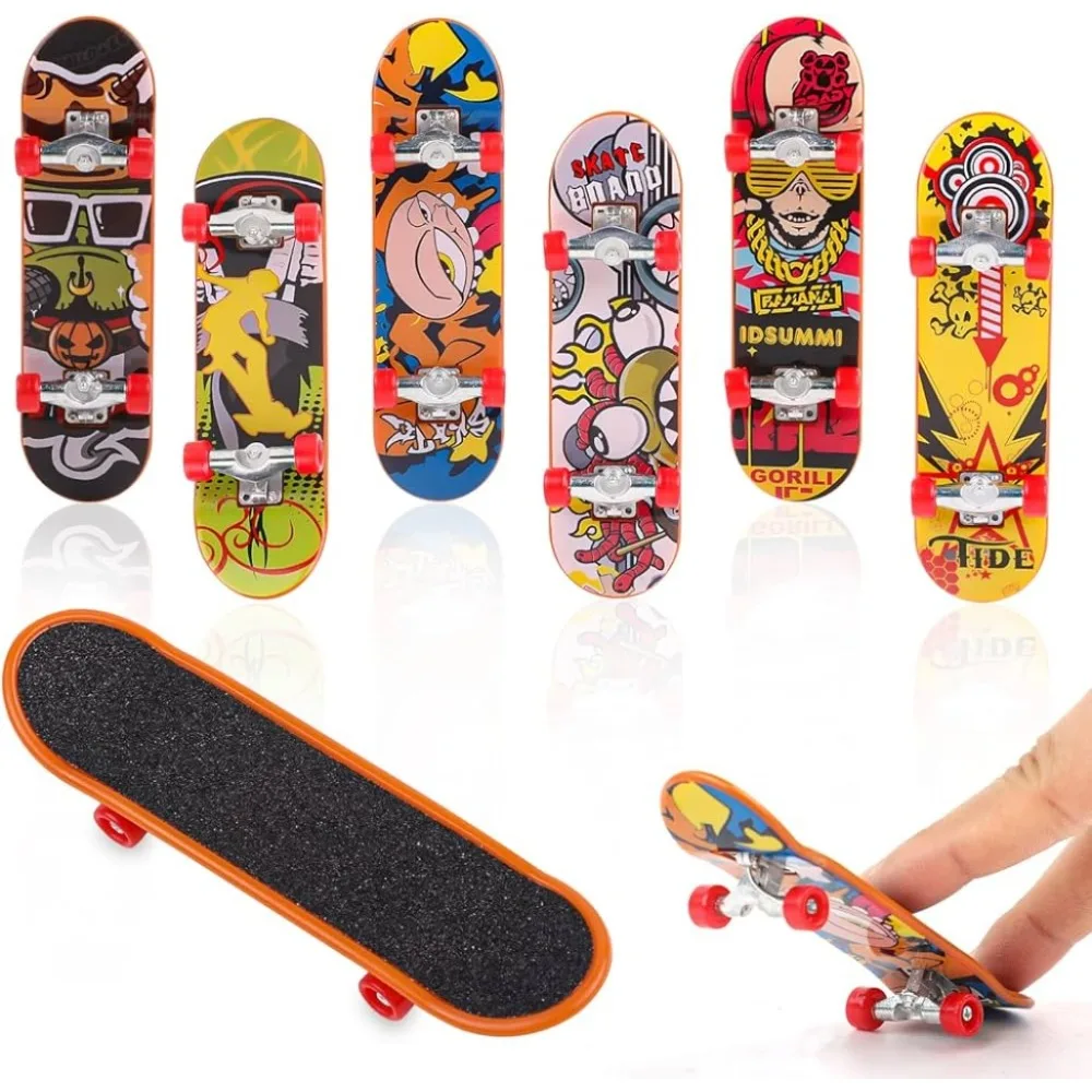 Mini Finger Skateboard for Kids and Adults, Random Designs for Finger Coordination Training, Stress Relief and Party Favors