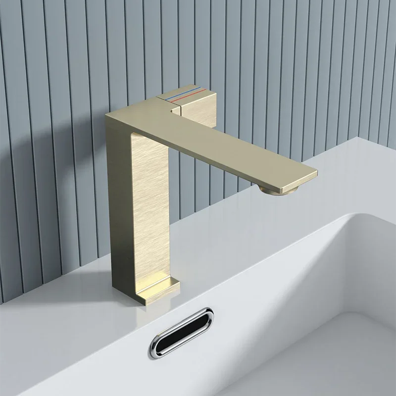 Basin Faucets Brushed Gold/Black/White/Silver Washbasin Sink Basin Copper Hot & Cold Water Mixing Taps Bathroom Accessories