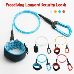 Elastic Stainless Steel Freediving Lanyard with Professional Dive Wristband Safety Rope for Underwater Sports Diving Snorkeling