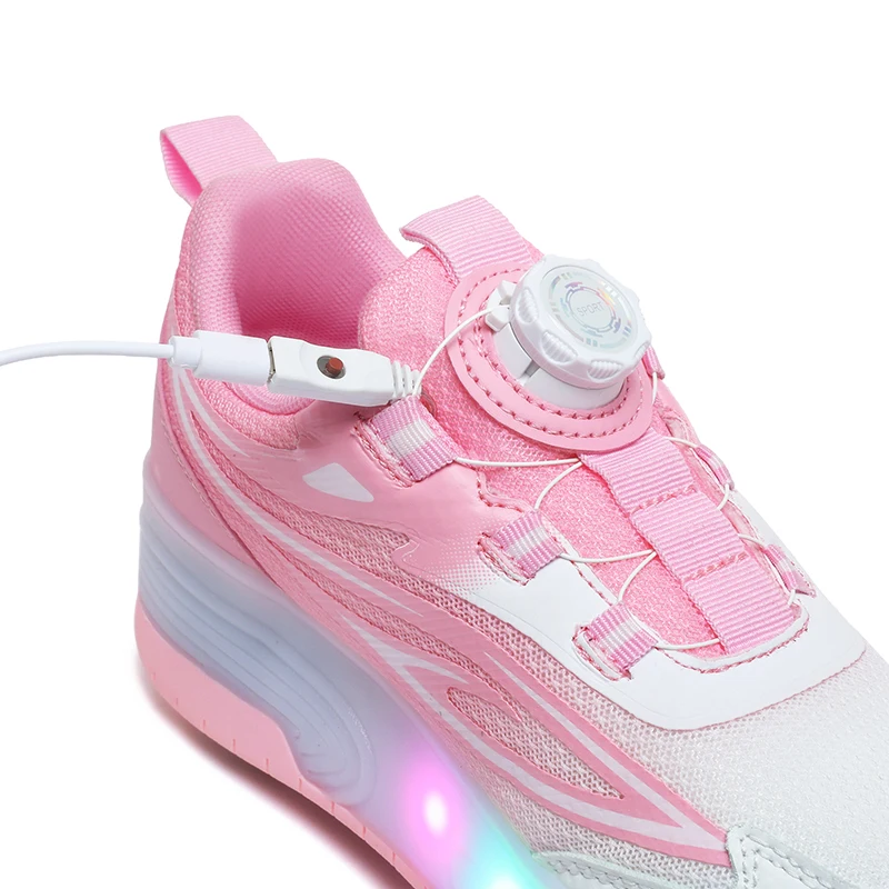 子供の変形ホイールスケートローラースケート靴 LED ライトスニーカー 2 輪カジュアル変形パルクール靴