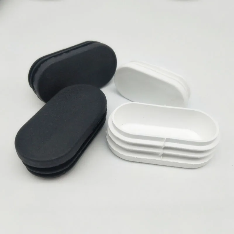 Tapones de Plástico ovalados oblongos para muebles, insertos de tubo para mesa, pies, silla, tapón antipolvo, accesorios para muebles, negro/blanco