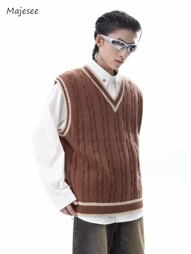 Vintage Sweater Vest Men Streetwear All-match Preppy Harajuku Handsome Fashion Sleeveless Casual College Spring Autumn Hipster