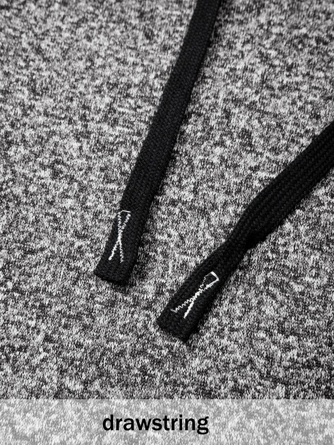 Herren-Sweatshirt mit Kapuze und durchgehendem Reißverschluss, mittellang, aus meliertem Strick, Kapuzenjacke, gefüttert mit Fleece, mit Kordelzug und Reißverschluss-Taschen. – Detail 12