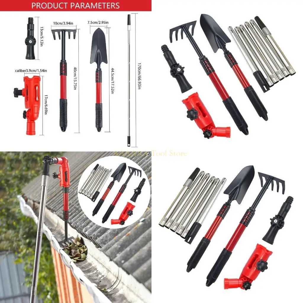 

A2BE Multipurpose Gutter Cleaning System 2 Adjustable Adapter 5.57ft Telescopic Poles