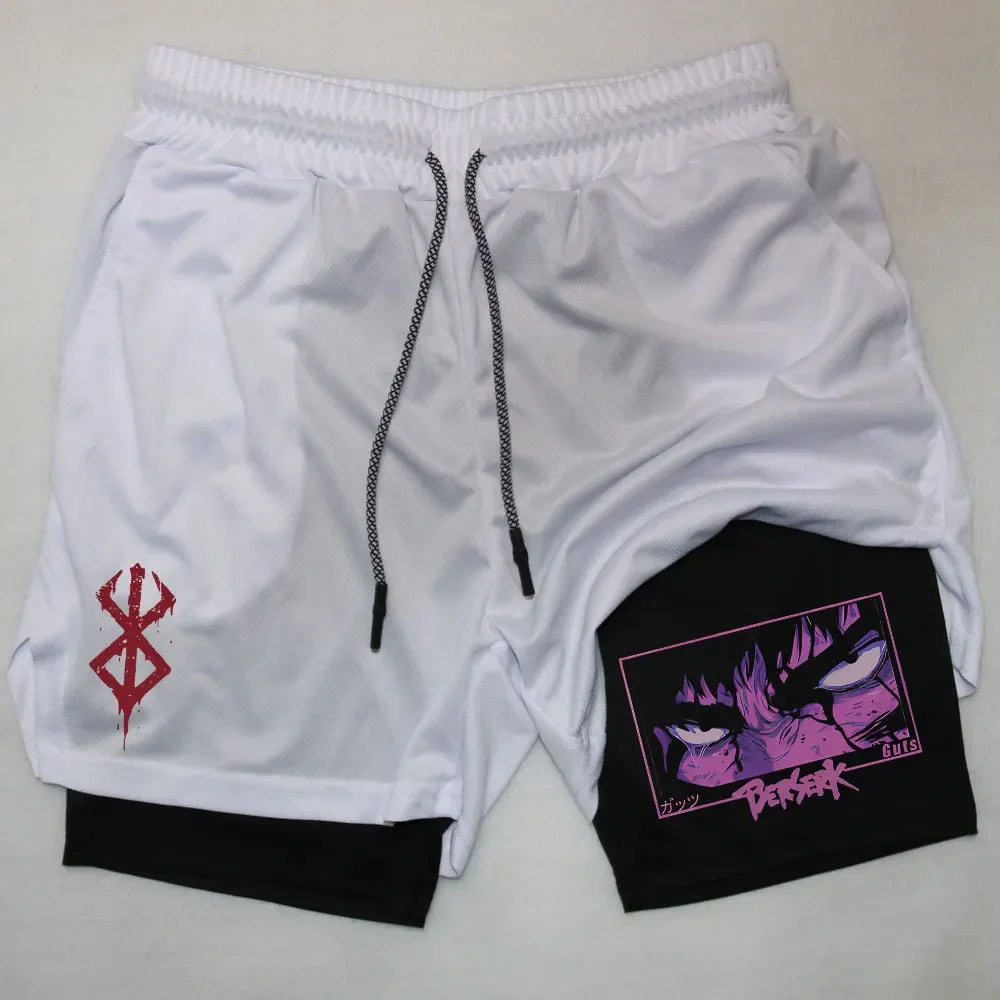 

Men's gym sports shorts anime 2-in-1 running fast drying jogging shorts sportswear basketball shorts