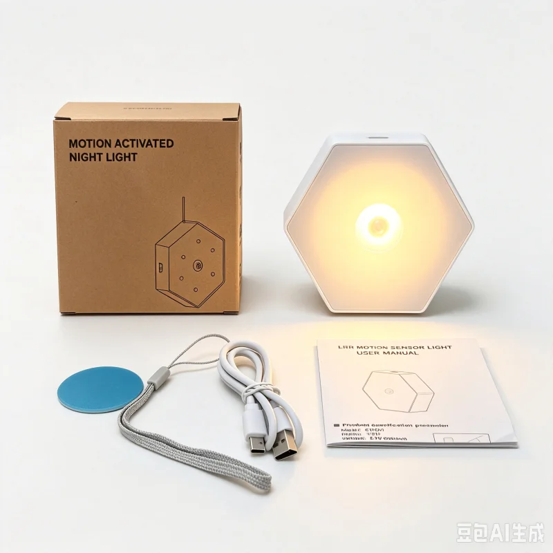 Wireless Hexagon Motion Sensor Night Light Type‑C Rechargeable Magnetic & Hanging LED Lamp For Stairs Hallway Bedroom Emergency