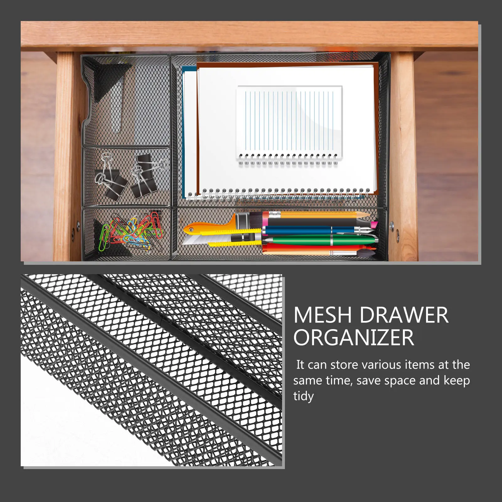 Office Drawer Organizer - Drawer Style Mesh Desktop Organizer for