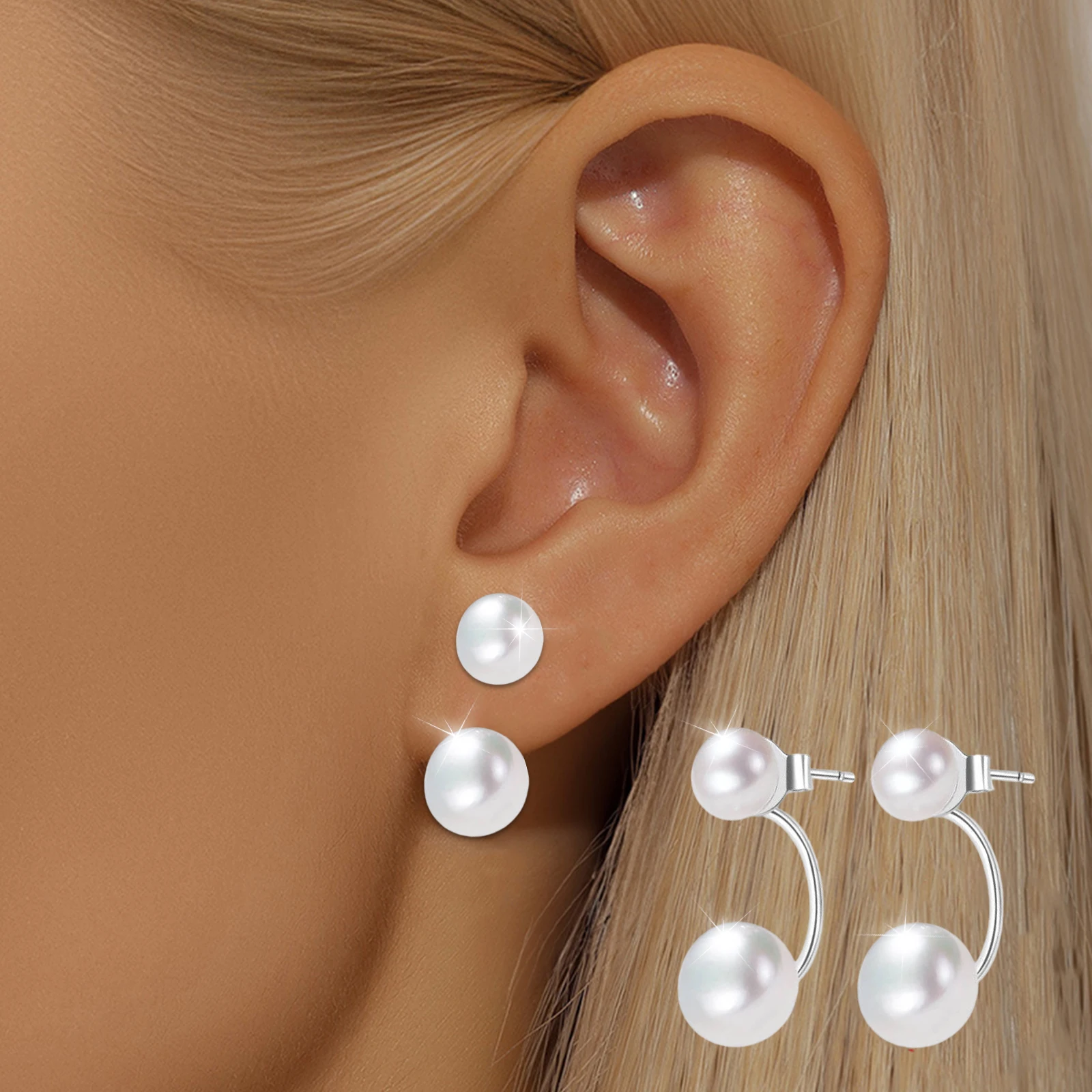 

S925 Silver Small Pearl Stud Earrings Nearly Round, Subtle Elegance, Versatile Ear Adornments
