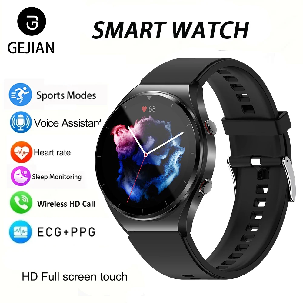GEJIAN 심박수 혈액 산소 수면 모니터링을 위한 새로운 남성 스마트 시계, 블루투스 통화 방수 피트니스 여성 스마트워치