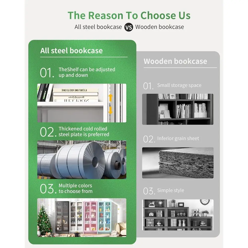 خزانة تحف زجاجية حديثة طويلة مع بابين و4 أرفف، وخزانة كتب للتخزين للمكتب المنزلي وغرفة المعيشة والمدخل