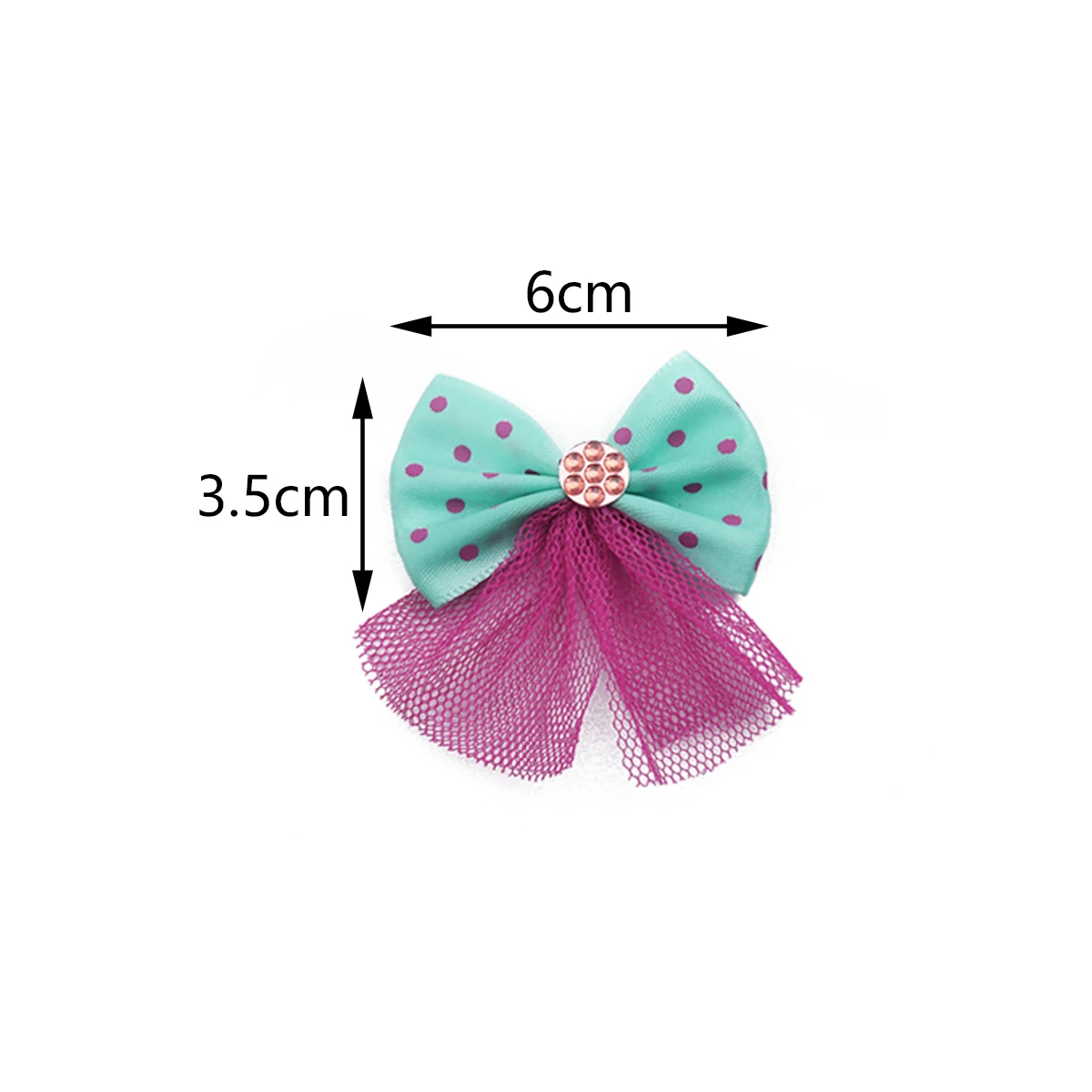 10Pcs/Lot 6x3.5cm Gauze Polyester Ribbon Bows Colorful Handmade Wave Point Bow For DIY Crafts Ornament Accessories Garment Decor