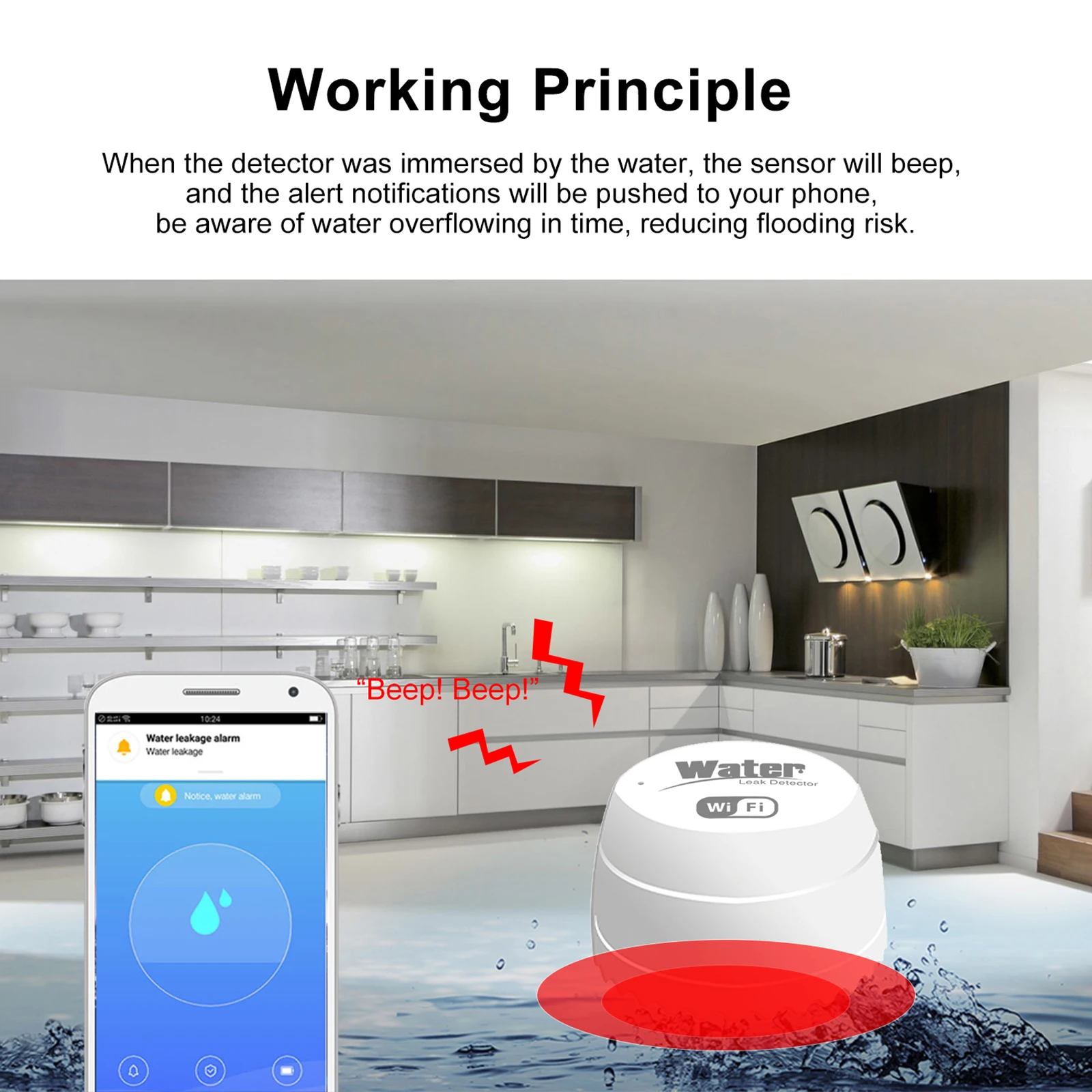 Tuya WiFi Water Leak Sensor Water Leakage Detector Water Level Overflow Alarm App Remote Control Smart Home Security Device