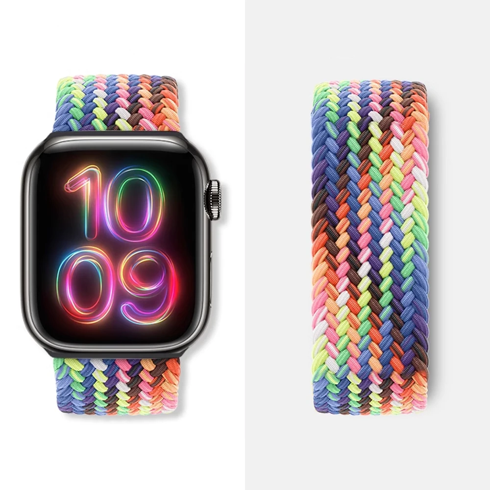 Anello solo intrecciato per cinturino Apple Watch 45mm 44mm 42mm Ultra 49mm 40mm 38 41mm braccialetto in nylon serie correa 10 9 8 7 SE 2 6 cinturino
