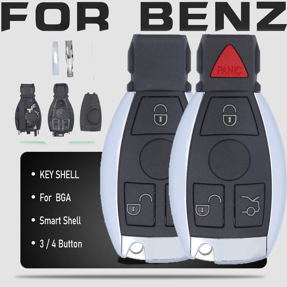 

KEYECU для Mercedes-Benz BGA, 3 кнопки/4 кнопки, сменный чехол для дистанционного ключа, смарт-брелок