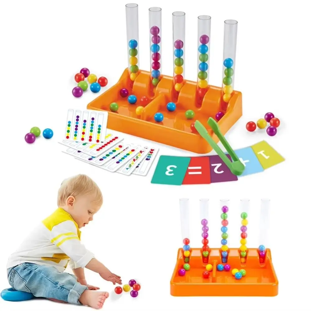 การจําแนกสีสายรุ้งลูกปัดคลิปของเล่น Sensory การเรียนรู้ปริศนาเกมกระดานเกมการศึกษาการประสานมือและตา