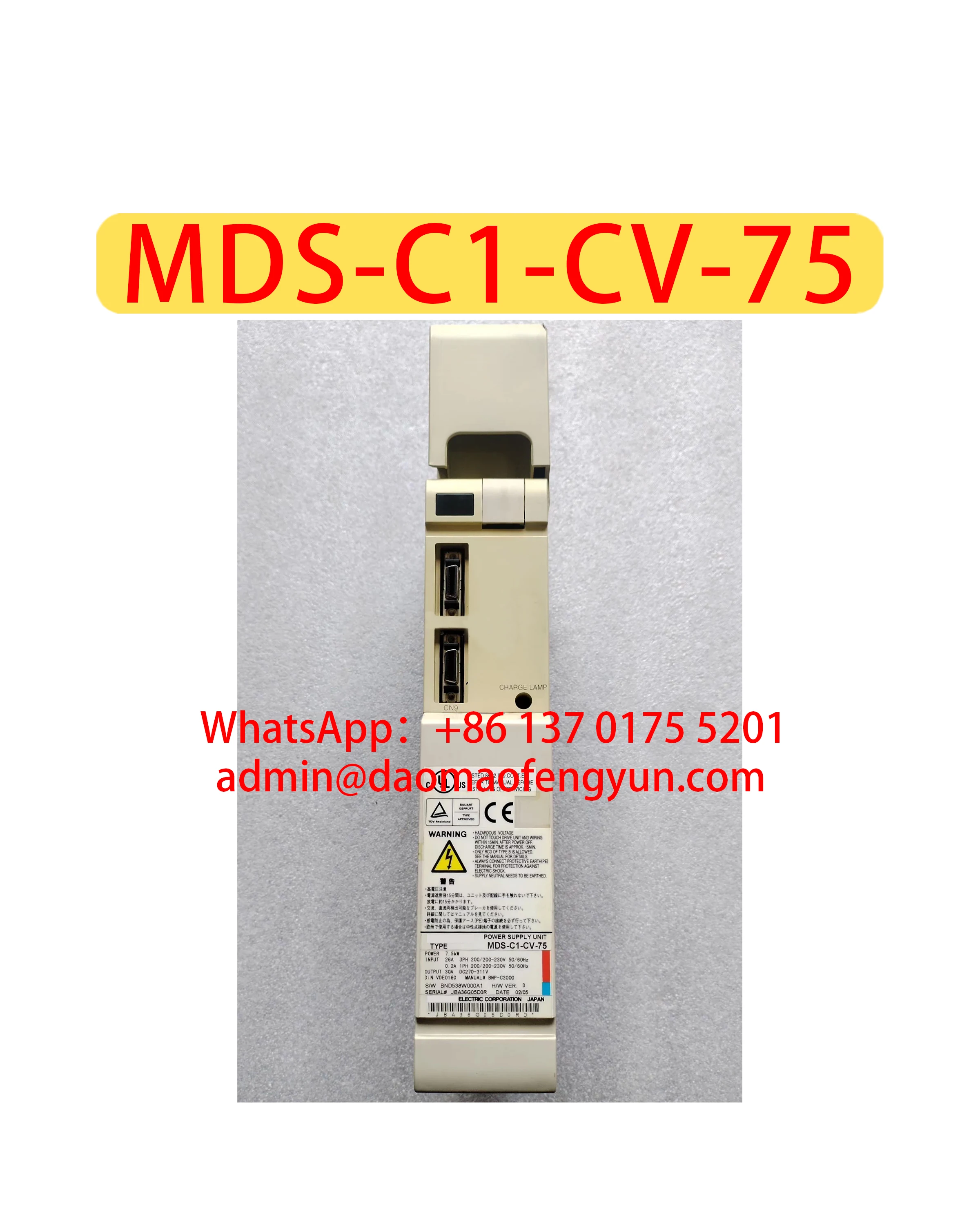 MDS-C1-CV-75 Used Servo power supply Servo drive，Tested ok，Fast shipping