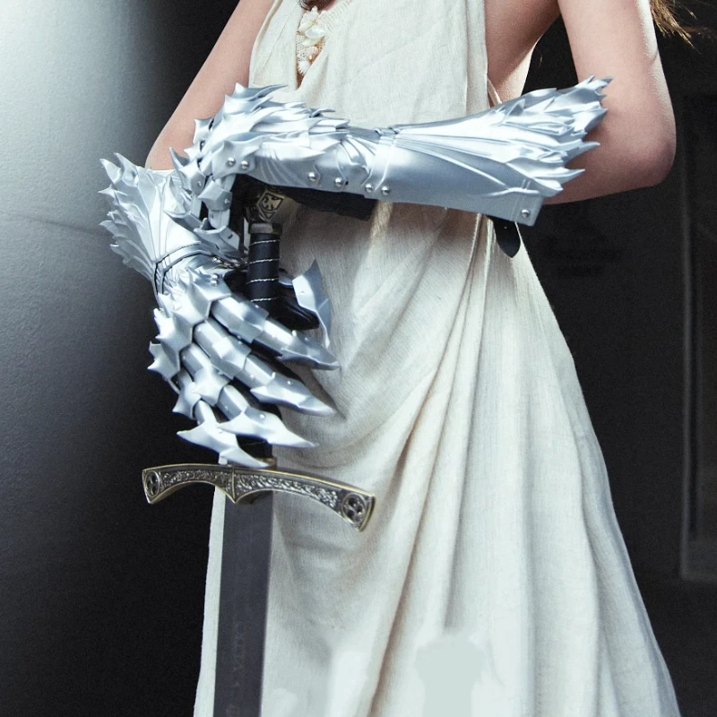 Gants longs médiévaux en plastique imprimé en 3D, style chevalier, armure de main, gothique punk, mecha mécanique, pour cosplay, cadeaux