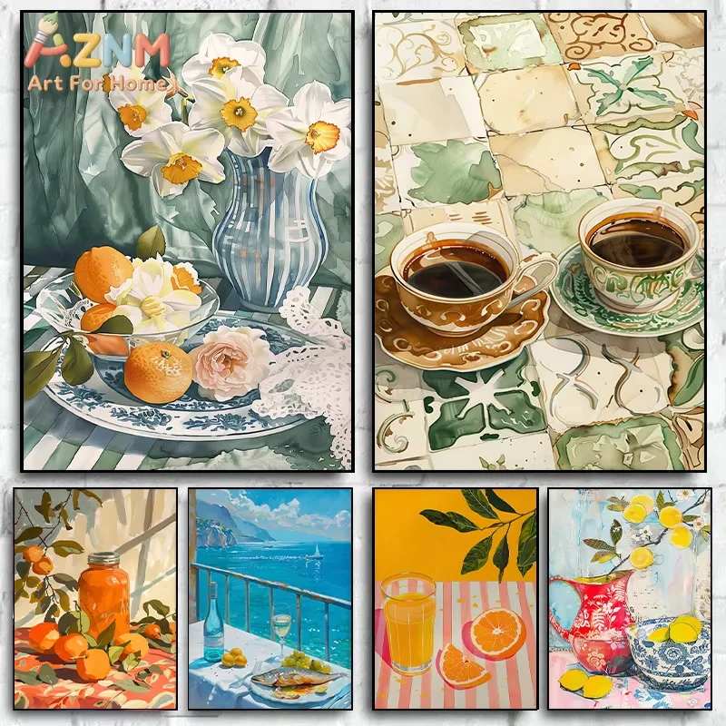1PC Vintage Kitchen Wall Prints Poster Food Wall Art Bar Cart Prints Food Painting Print Kitchen Painting Printable Art