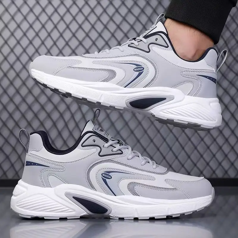 Men 2026 New Spring Autumn Lace Up Casual Sneakers Thick sole Non Slip Round Toe Non Slip Waterproof Lightweight Running Shoes