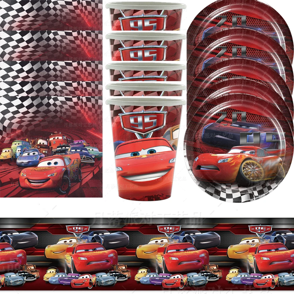 

Disney 61 шт./лот, тематический набор посуды Disney McQueen, тарелки для дня рождения, украшения чашек, сувениры для девочек и детей, салфетки, скатерть