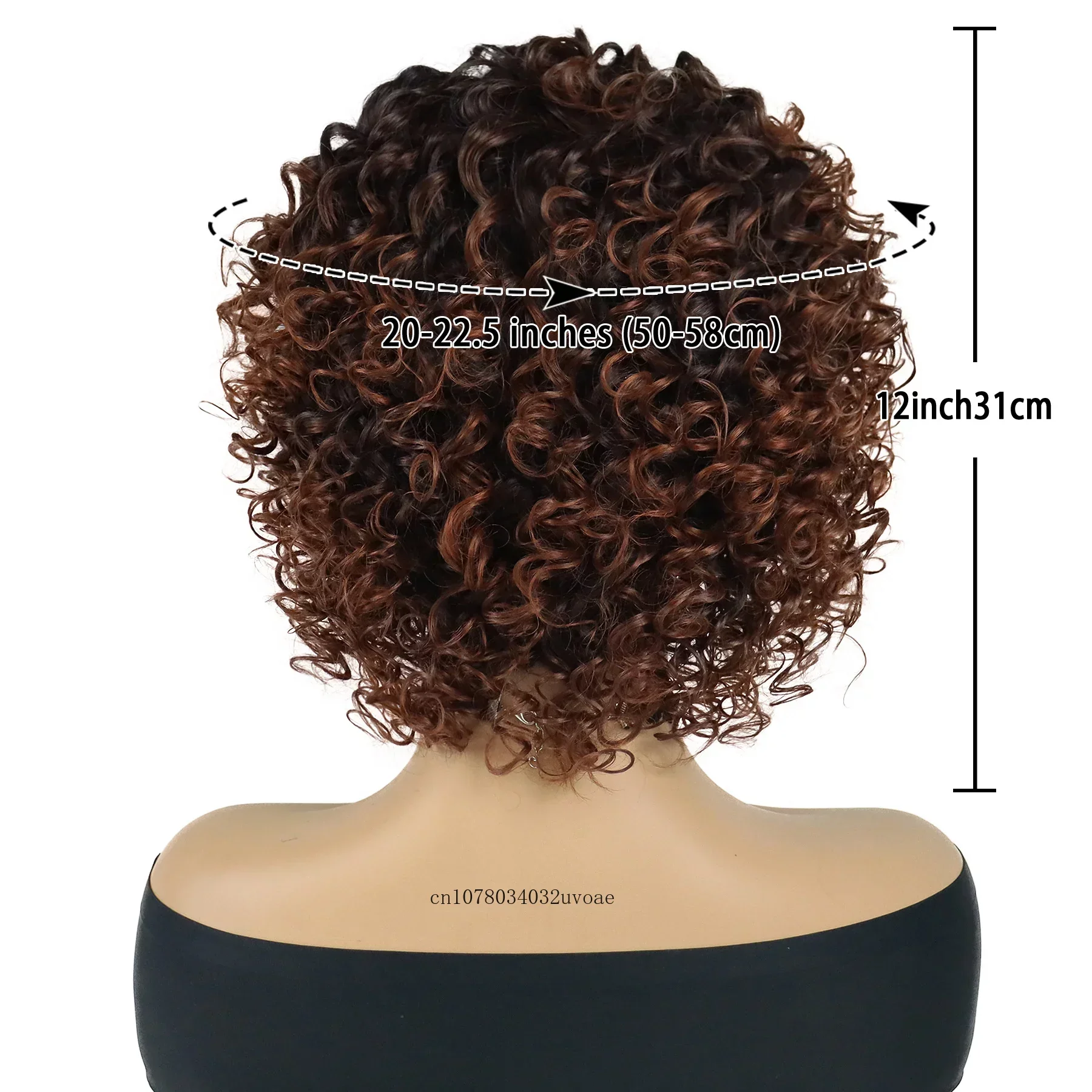 Parrucche sintetiche Afro ricci per donne nere parrucca corta marrone Ombre con frangia laterale tagli di capelli naturali per uso quotidiano parrucche di ricambio