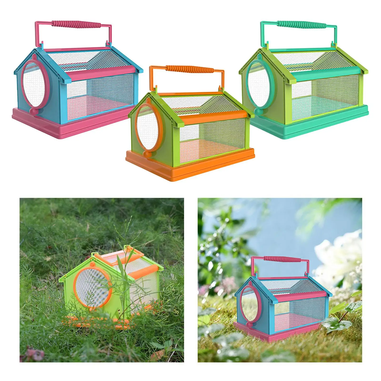 Insetto farfalla Habitat gabbia Mesh Cage pieghevole per bambini all\'aperto Critter con manico per il trasporto accessori per la scienza della natura