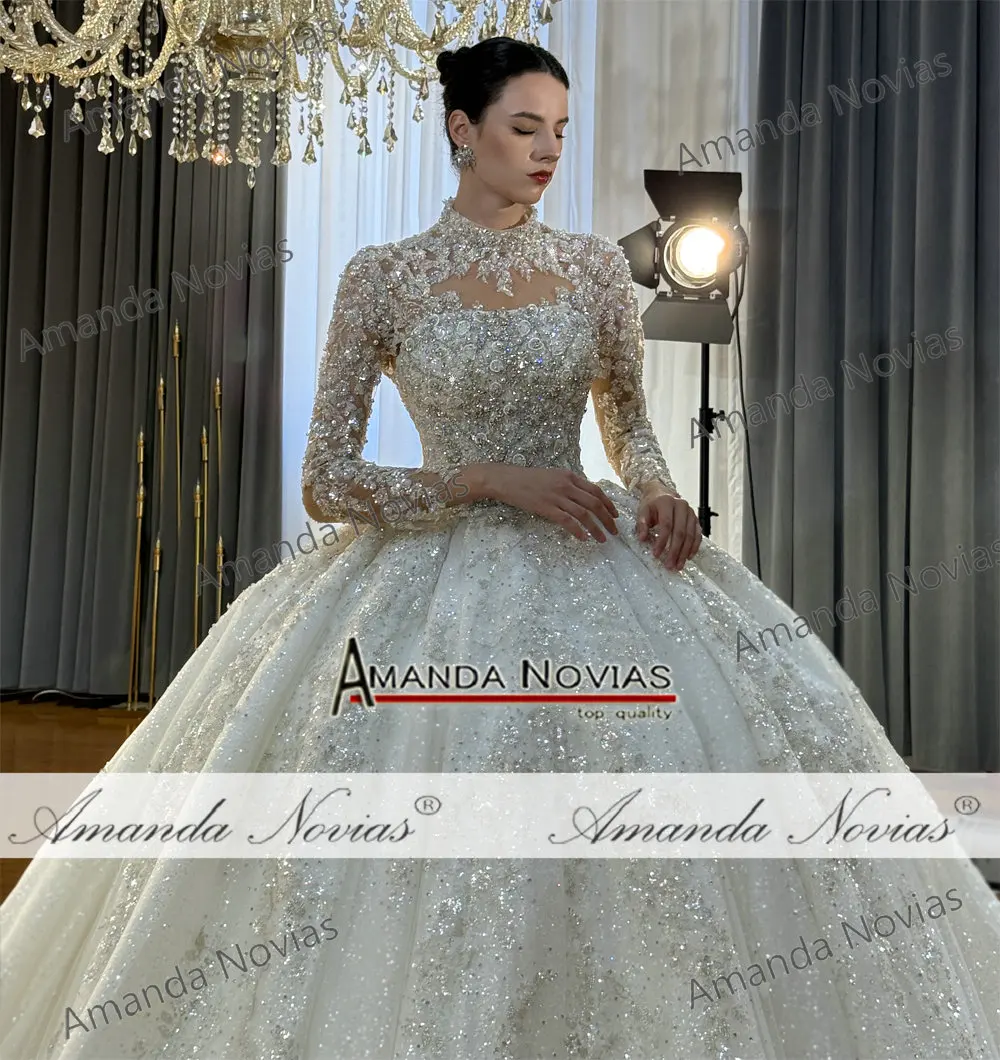 فستان زفاف مخصص NS5024 بدون حمالات مع سترة من الدانتيل أماندا نوفيس ريال #4