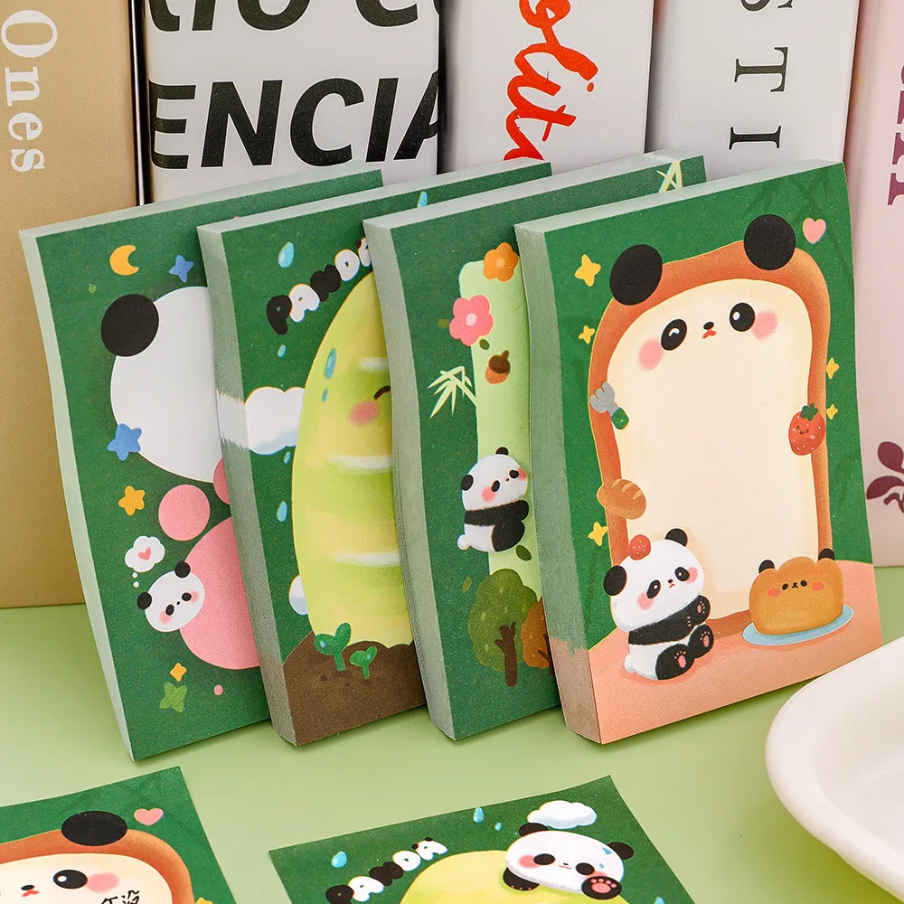50/200 ورقة ملاحظات ذاتية اللصق لطلاب المدارس أدوات مكتبية مستلزمات التعلم لوحات مذكرة ورق الباندا اللطيف #4