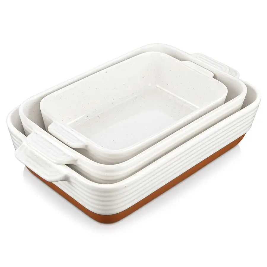 

Casserole Dishes for Oven, Ceramic Baking Dishes Set of 3, Baking Pan Casserole Dish Set, Rectangular Lasagna Pan Deep with Hand