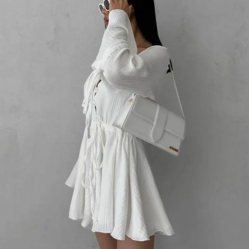 Women's Butter Yellow A-line Slim Shorts Jumpsuits Chic Long Flare Sleeve Drawstring Tie High Waist Outfits Lady Chic Streetwear