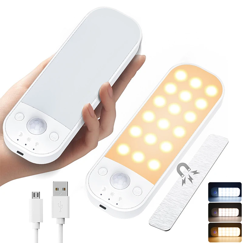 Smart PIR Motion Sensor Night Light LED Wall Lamps USB Rechargeable Ultra-Thin Under Cabinet Light for Wine Cabinet Bedroom