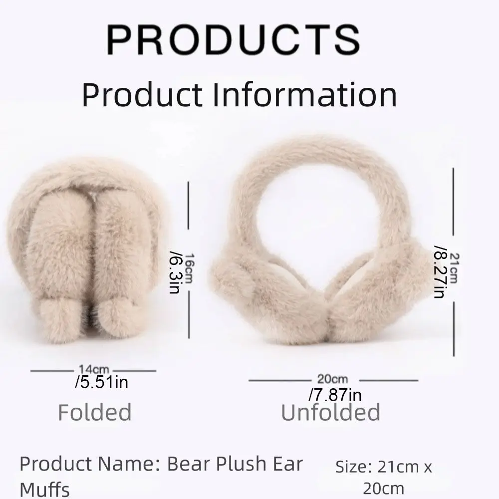 Comfortable Cartoon Bear Plush Earmuffs Thicken Soft Warm Earflaps Windproof Anti-freezing Winter Ear Warmer Riding
