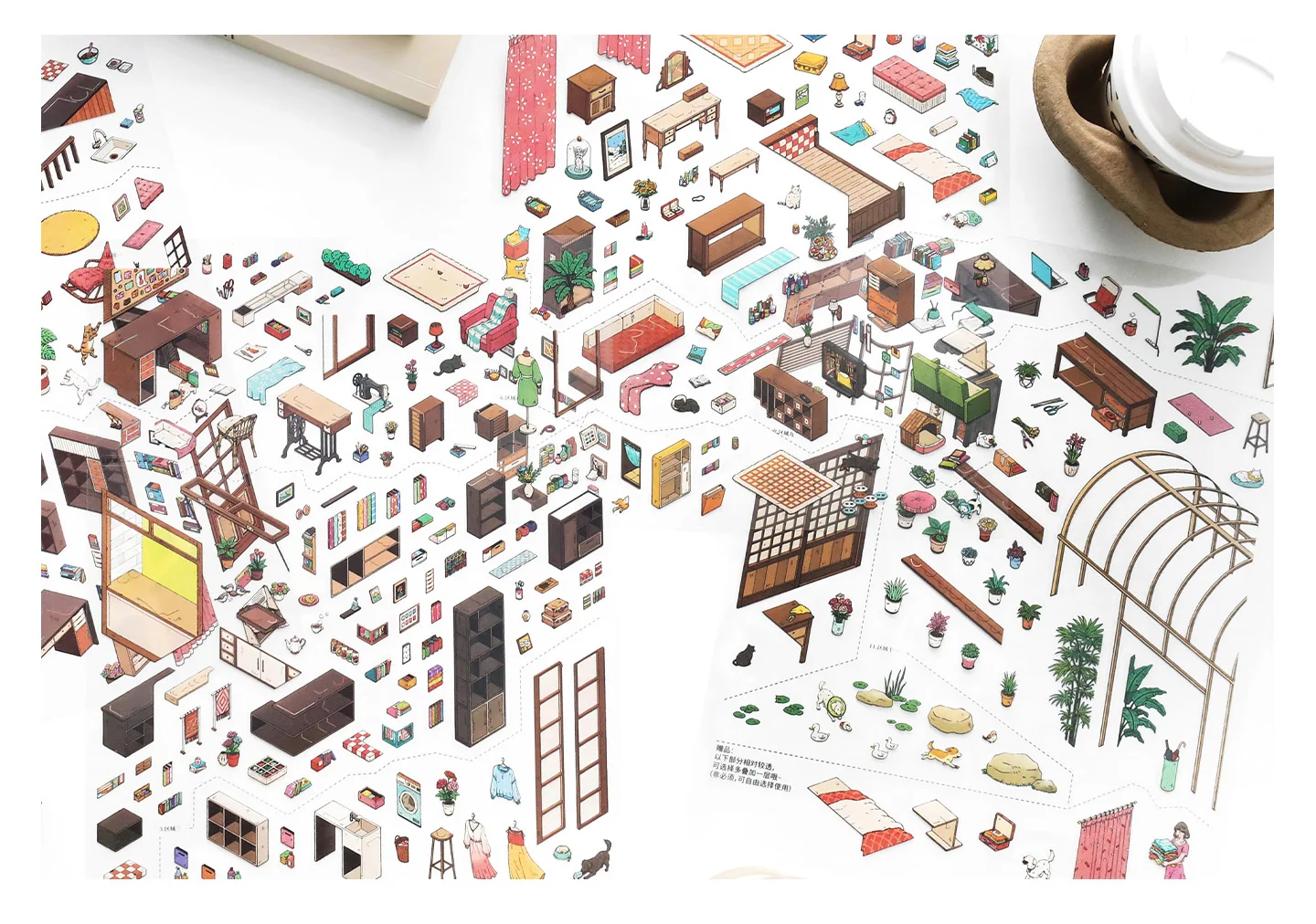 JIANQI Kawaii Apartment Building 3D Underground Exploration Landscape Sticker DIY Pocket Cabin Scene Sticker Scrapbook-Zubehör – Detail 16