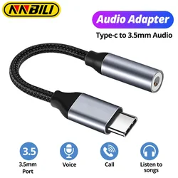 NNBILI Nylon trenzado USB tipo C a adaptador auxiliar de 3,5mm tipo c 3 5 Jack Cable de Audio convertidor de Cable de auriculares para Huawei vivo xiaomi