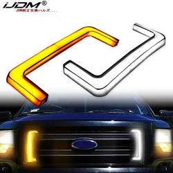 IJDM 포드 F-150 프론트 그릴 크세논 화이트 LED 주간 주행등 앰버, 순차 방향 지시등 어셈블리 09-14